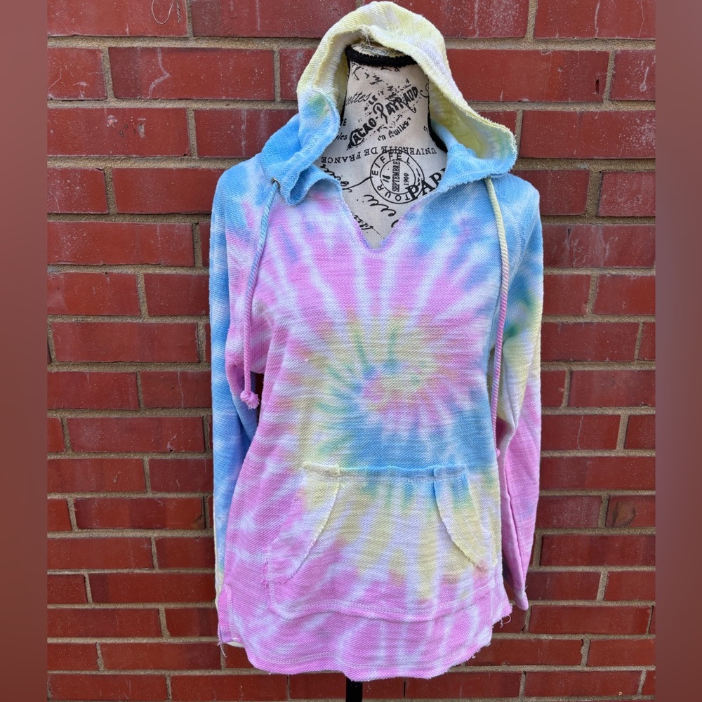 NWT Pop Surf tie dye pastel hoodie drawstring hood w/pockets Women M